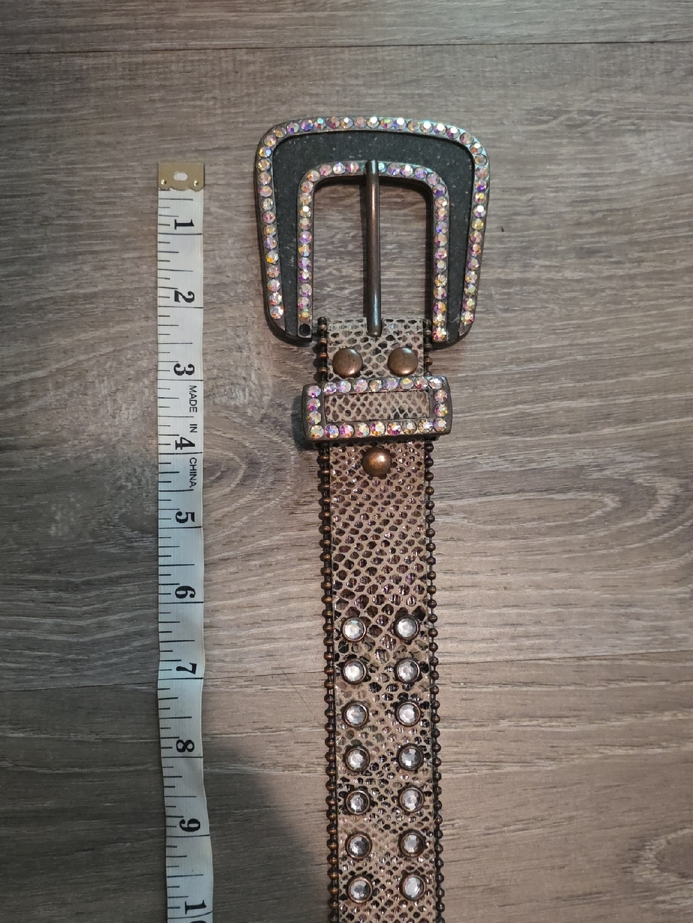 Rhinestone Accent Brown Metallic Women's Belt